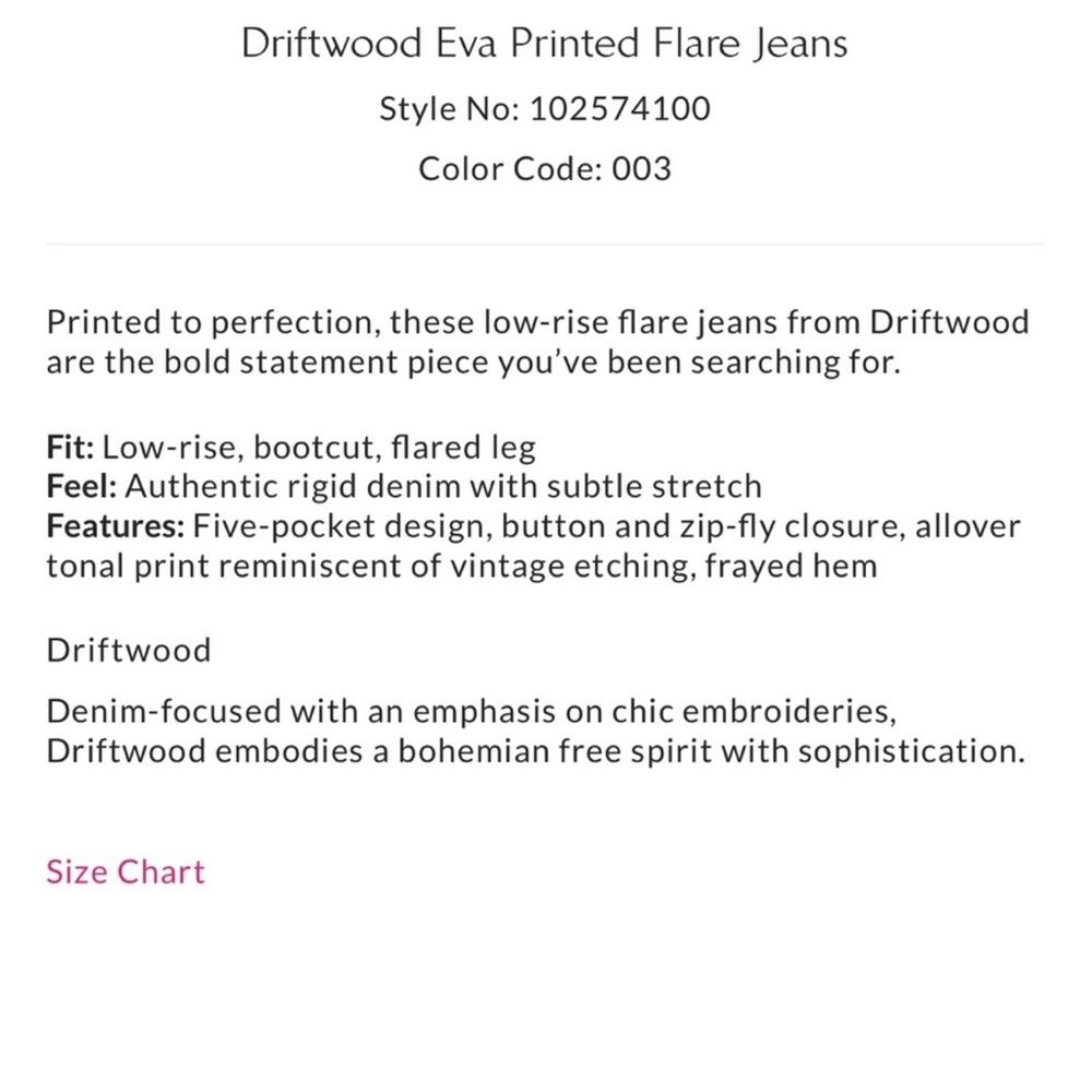 Free People x Driftwood Eva Floral Flare Jeans Size 29 Boho Printed Denim NWT - Picture 5 of 8